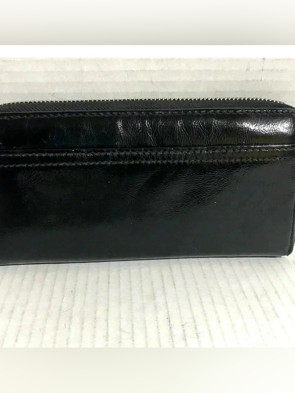 Coach Black Leather Zip-Around Continental Wallet with Embossed Logo - Picture 2 of 11
